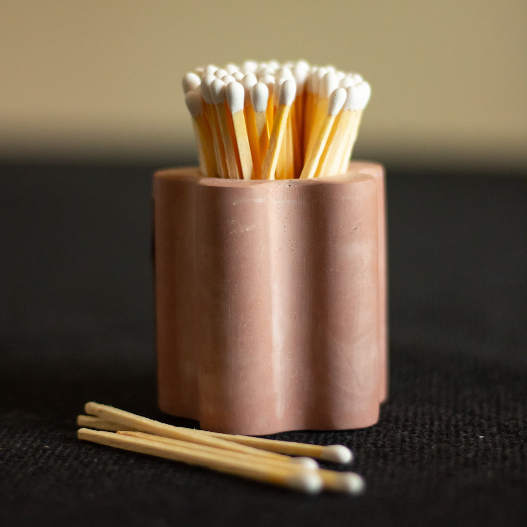 Blush Flower Vessel with White Matchsticks