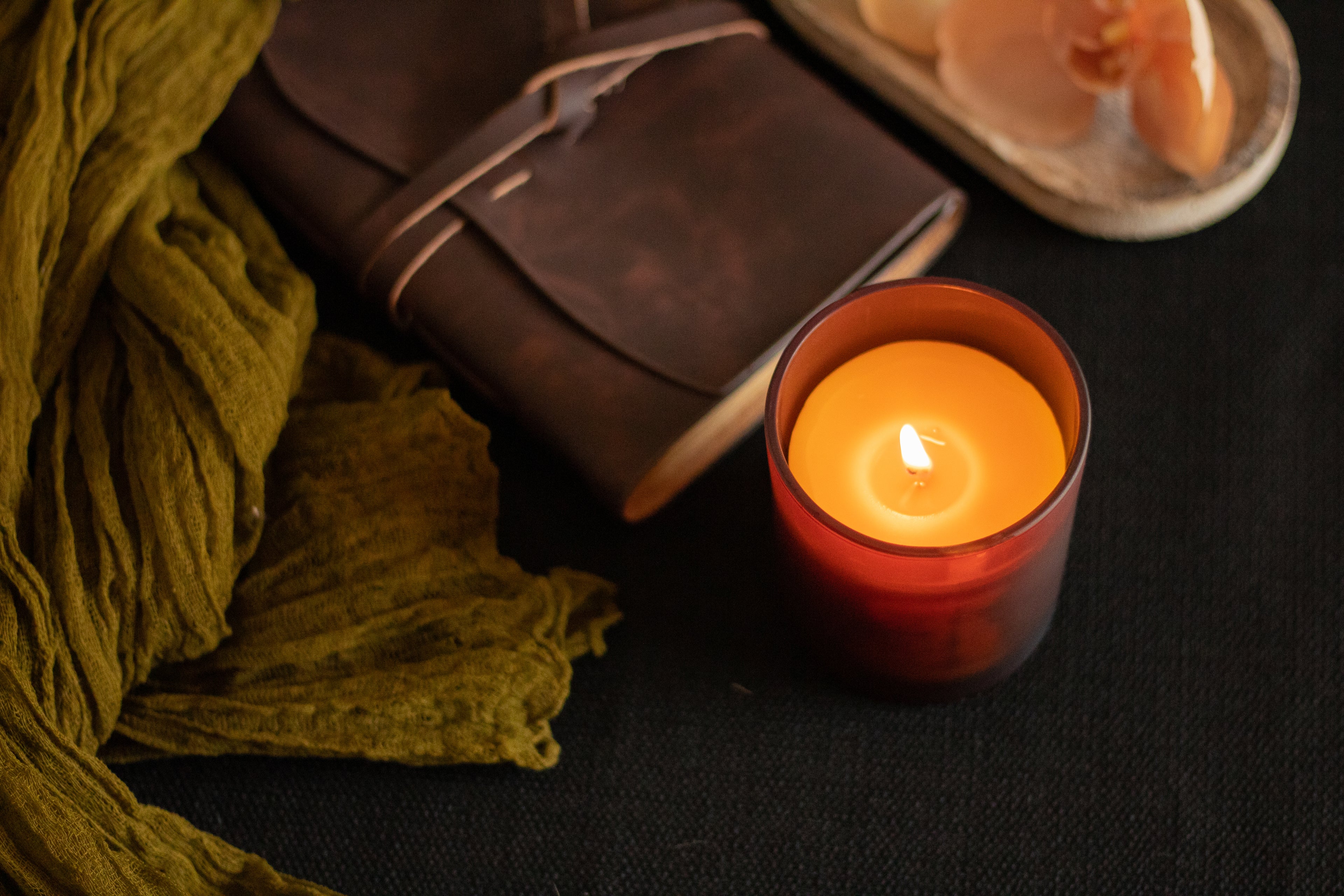 Frosted Amber Glass Candle