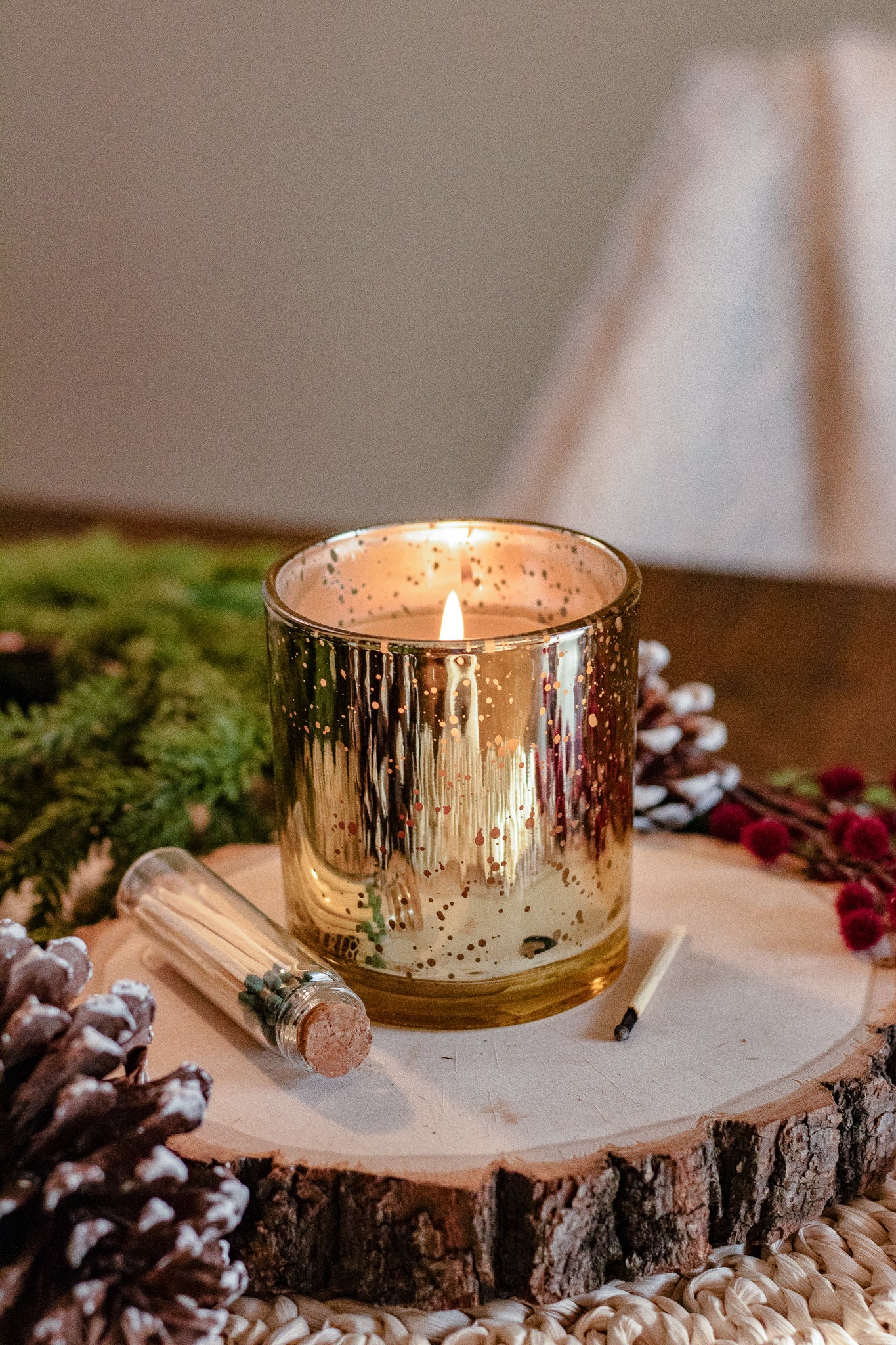 Sparkle Gold Glass Beeswax Candle