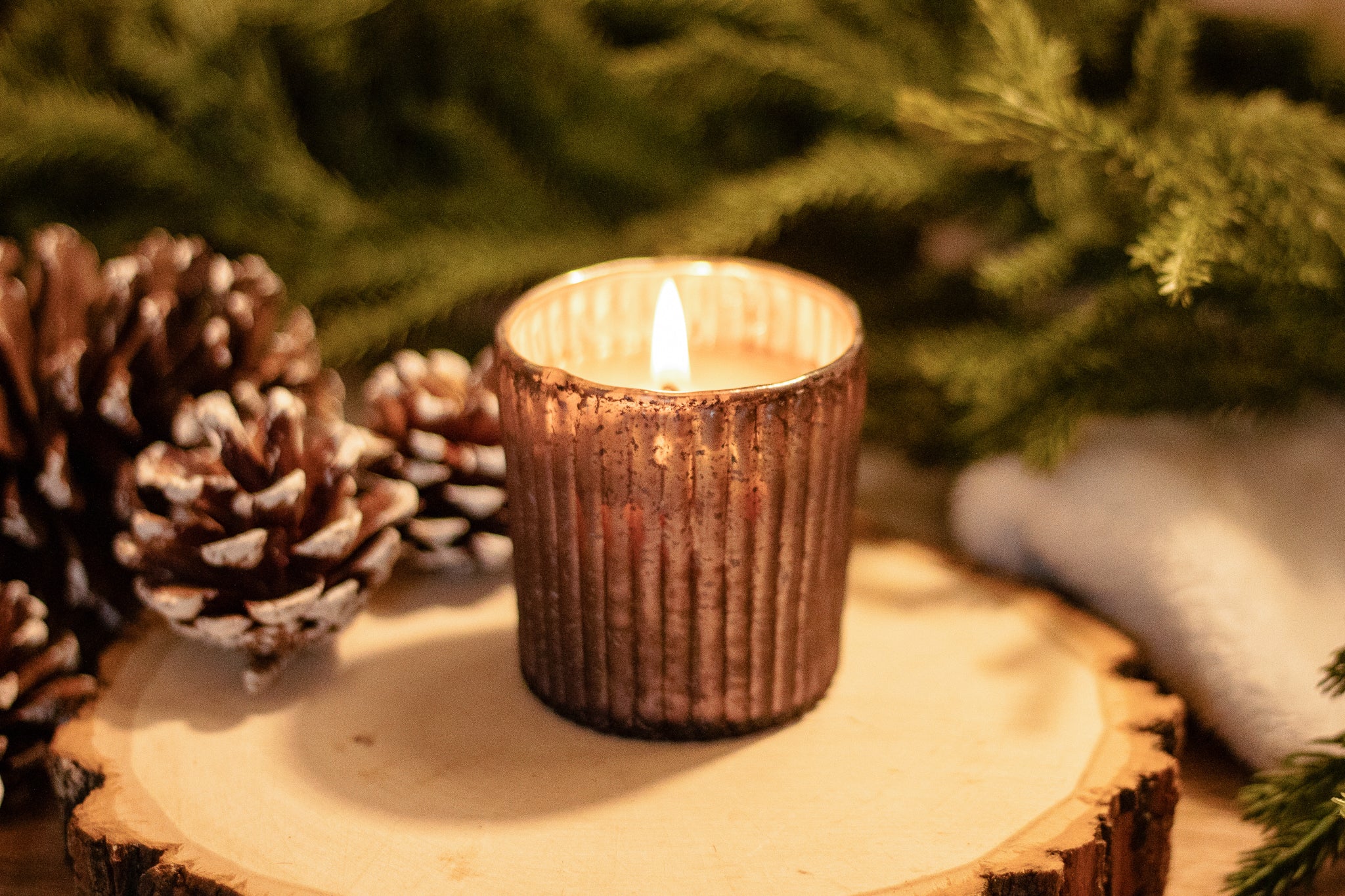 Luxury Gray Mercury Glass Beeswax Candle