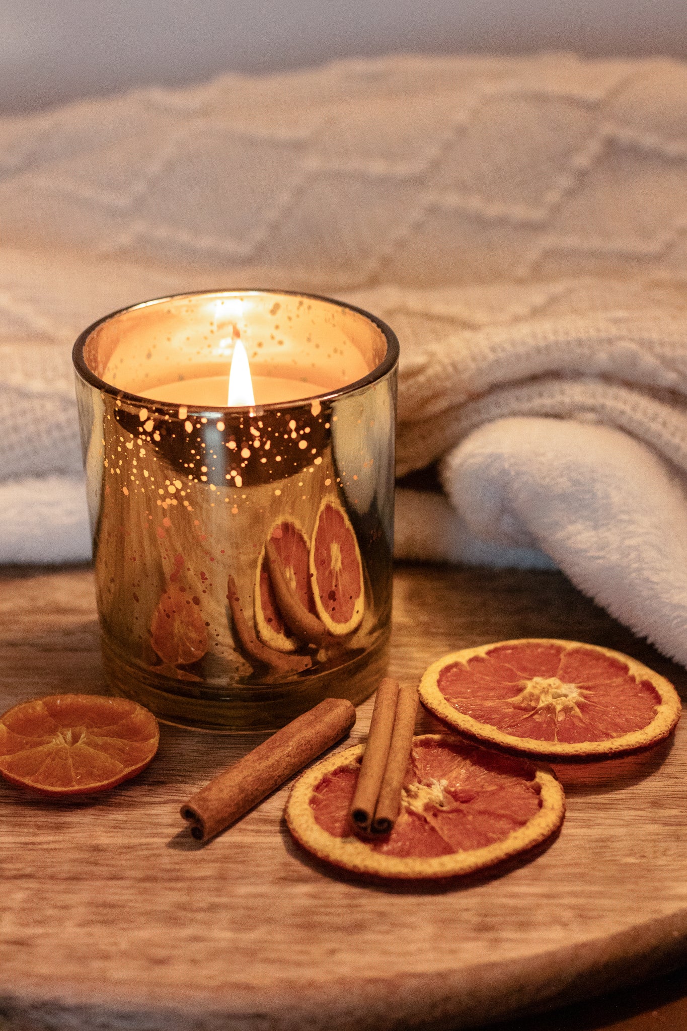 Sparkle Gold Glass Beeswax Candle