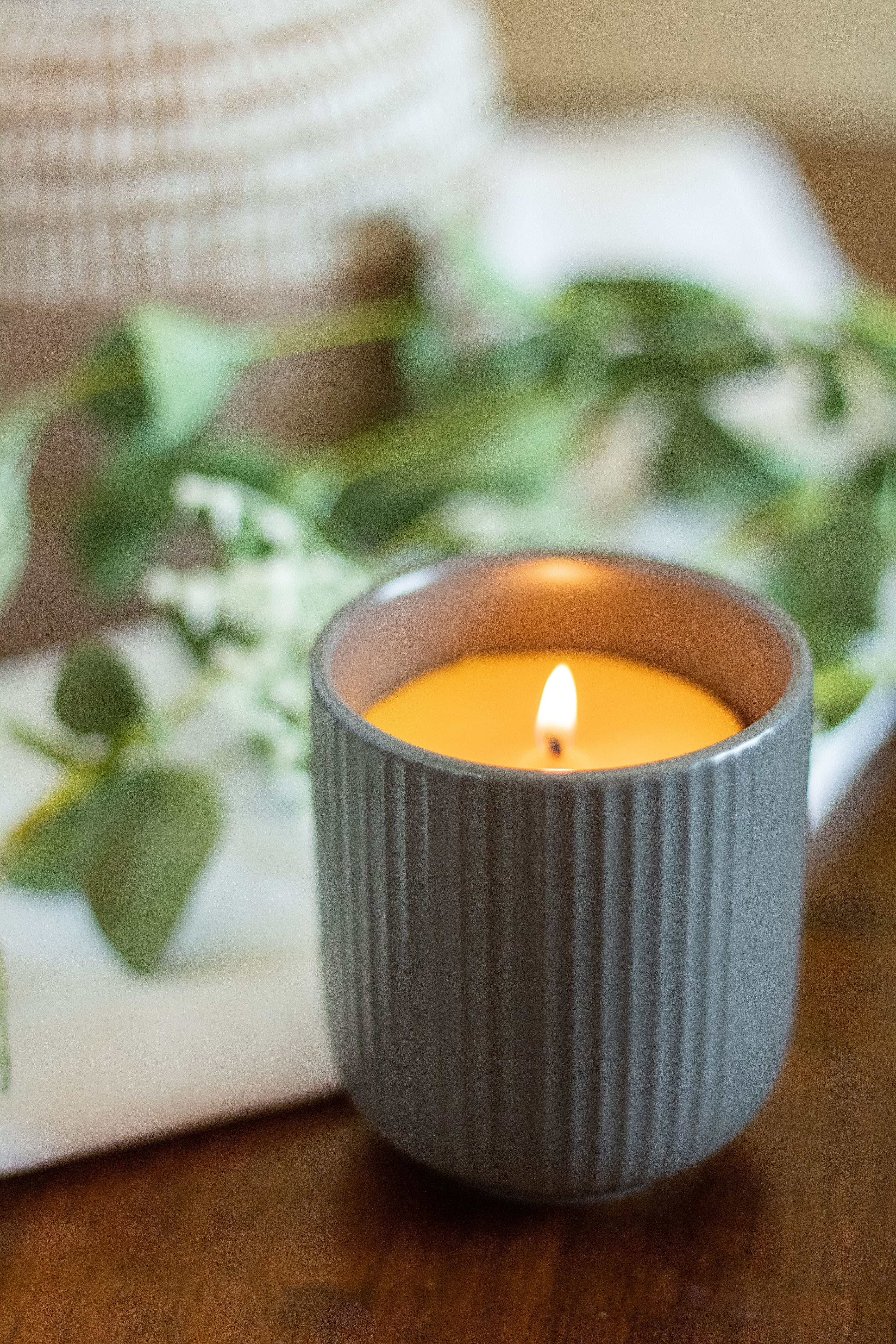 Mini Gray Beeswax Candle