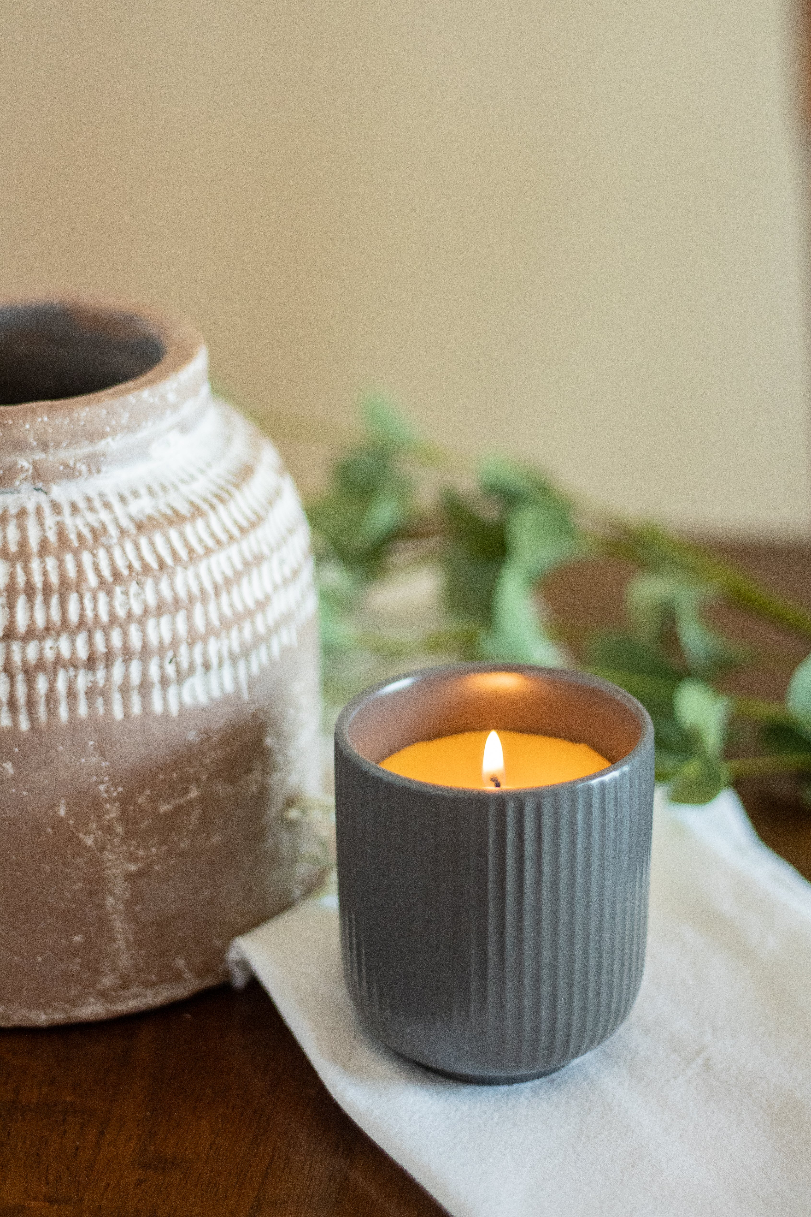 Mini Gray Beeswax Candle