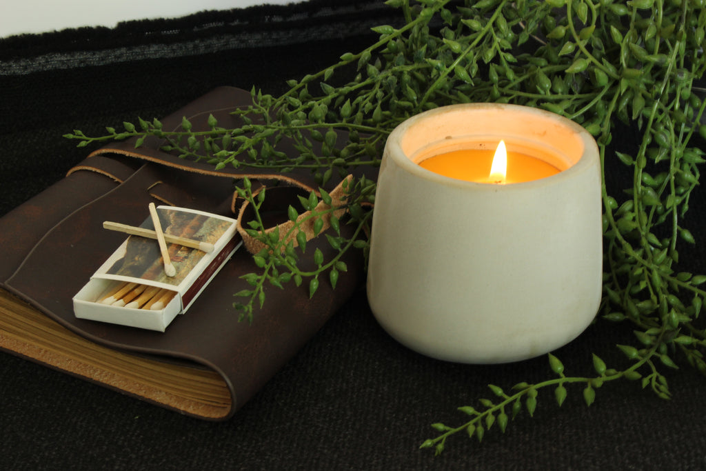 Round Concrete Beeswax Candle