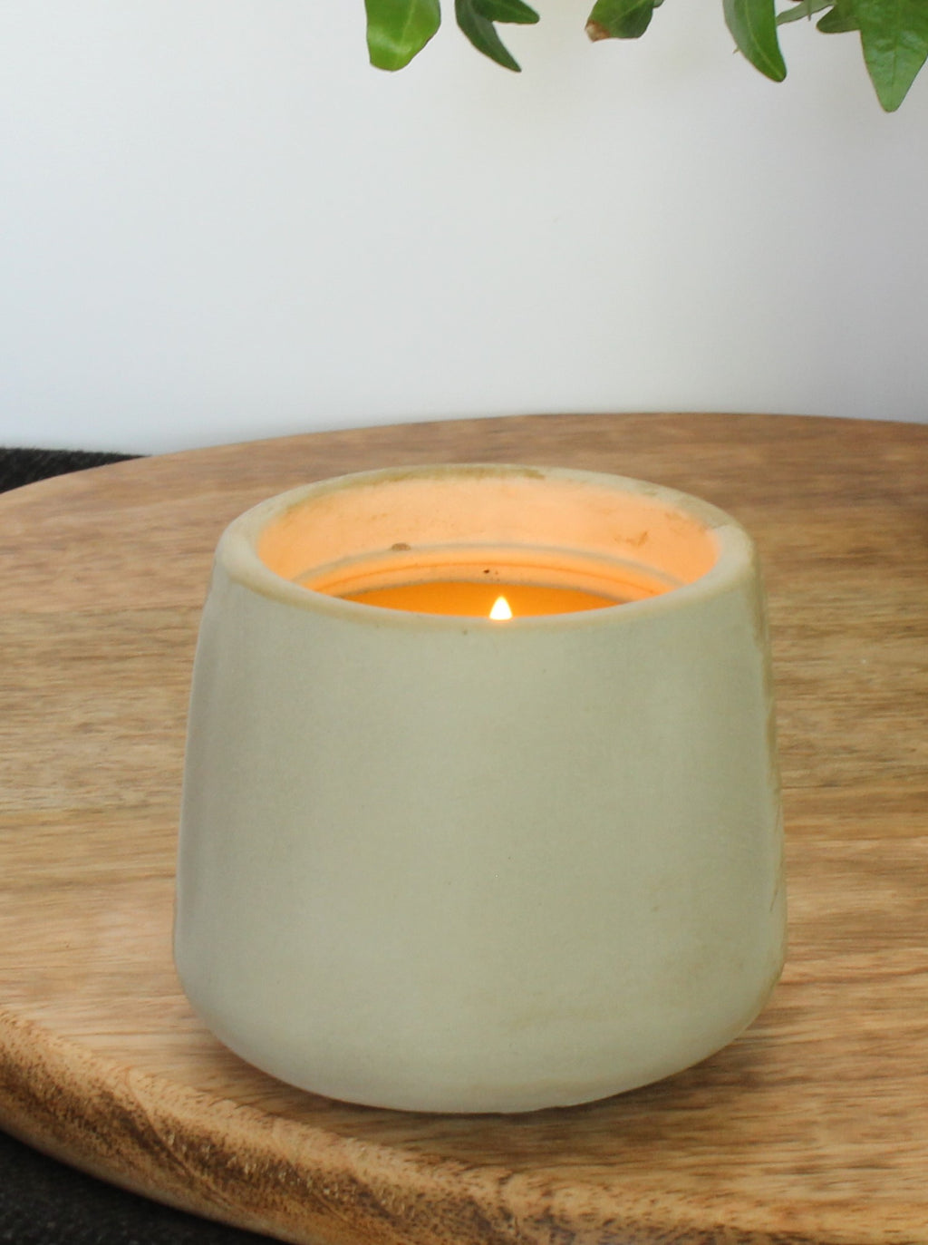 Round Concrete Beeswax Candle