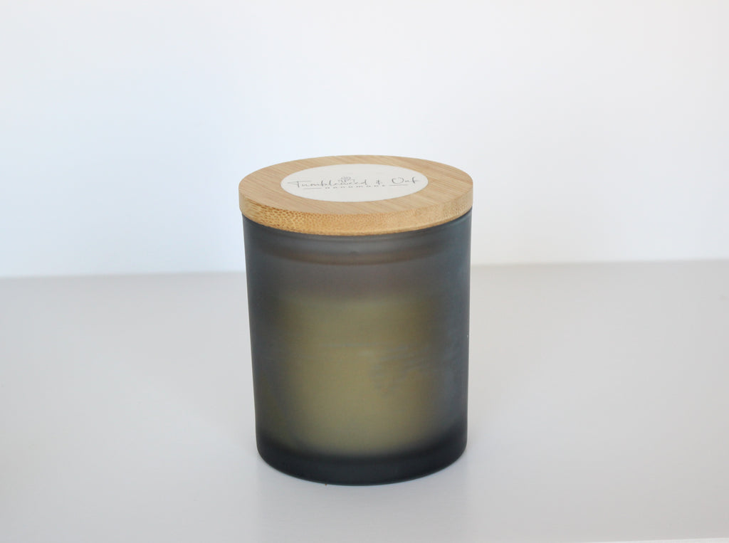 Gray Frosted Glass Beeswax Candle