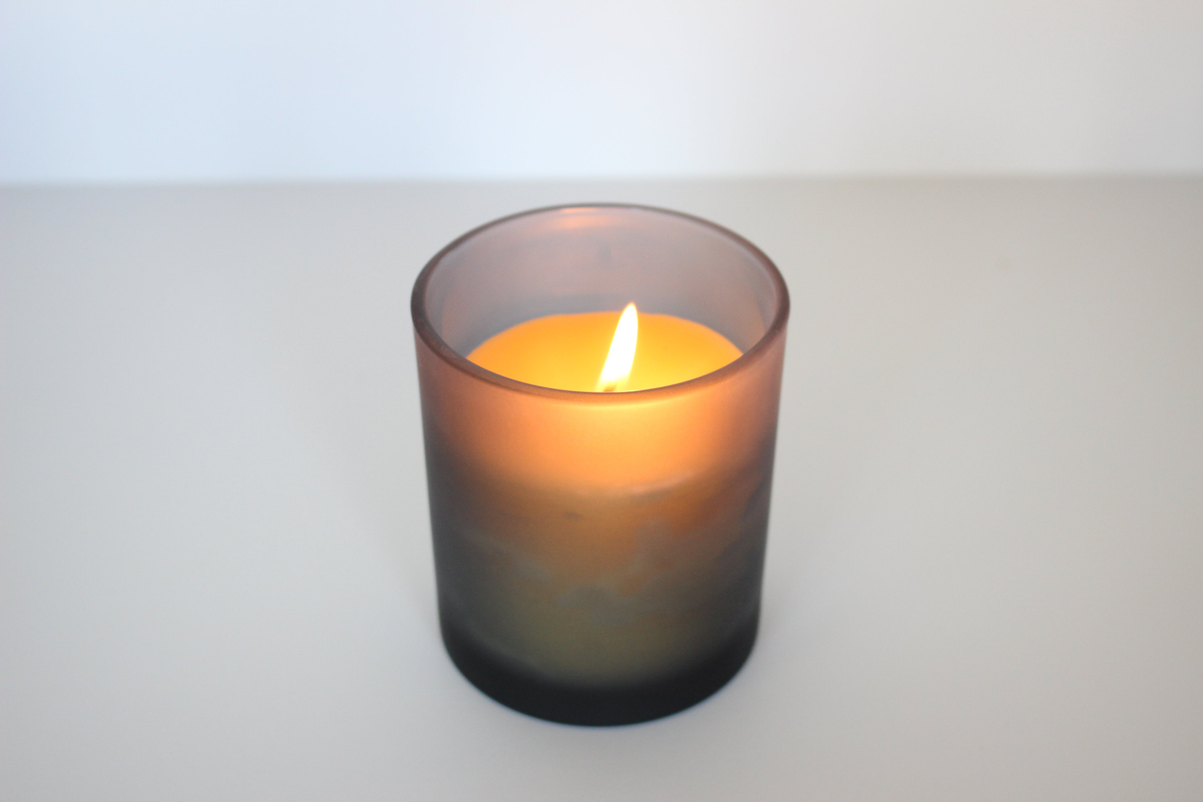 Gray Frosted Glass Beeswax Candle