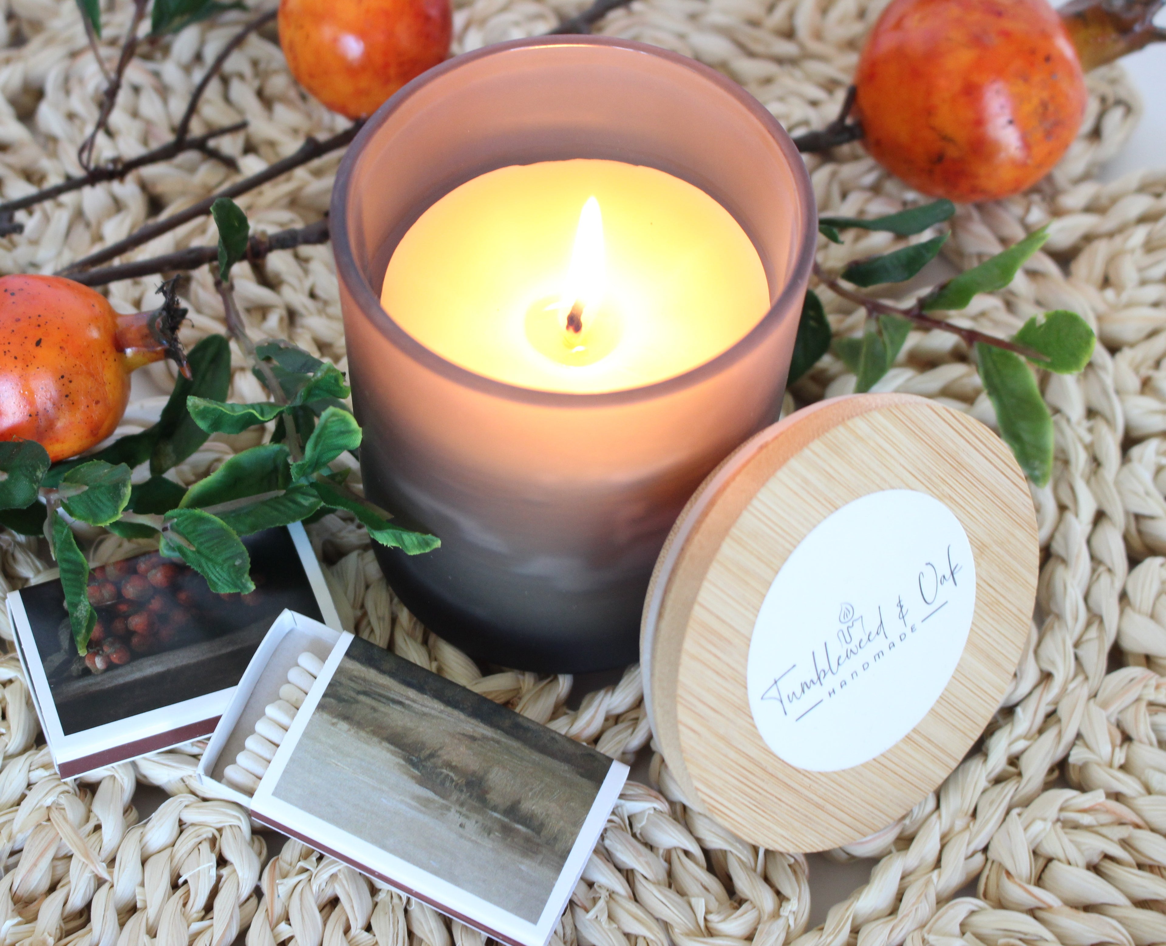 Gray Frosted Glass Beeswax Candle