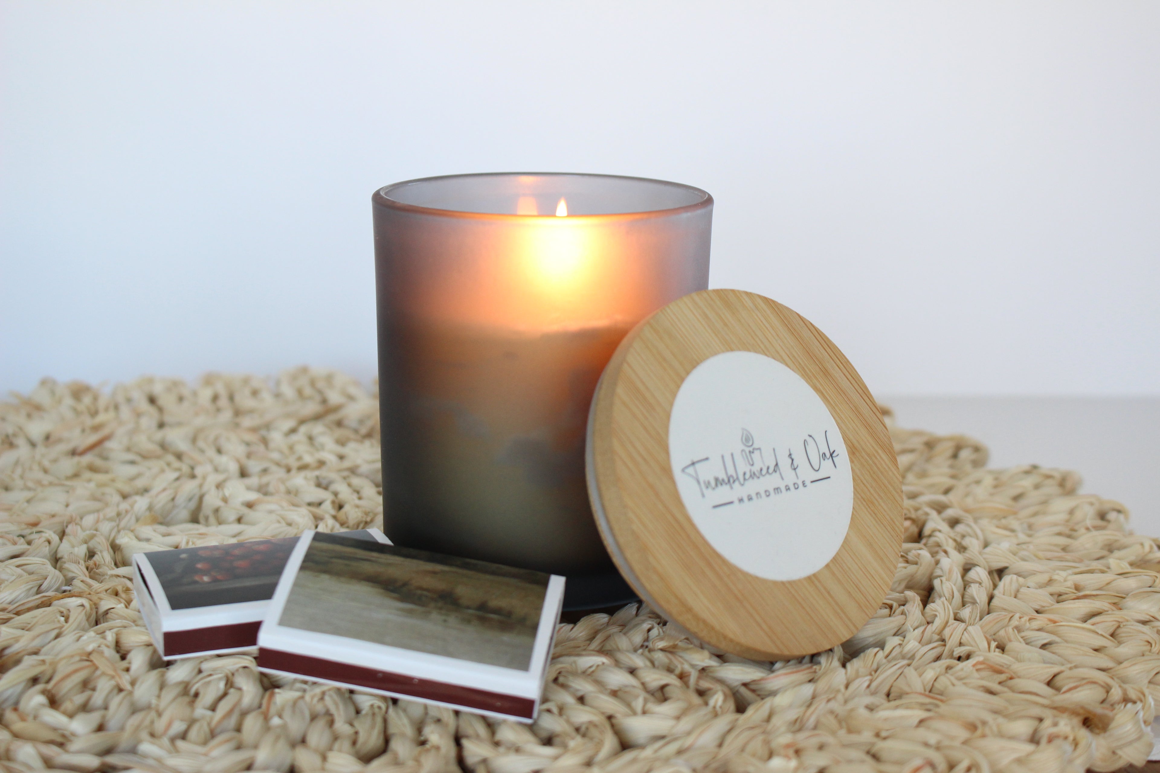 Gray Frosted Glass Beeswax Candle