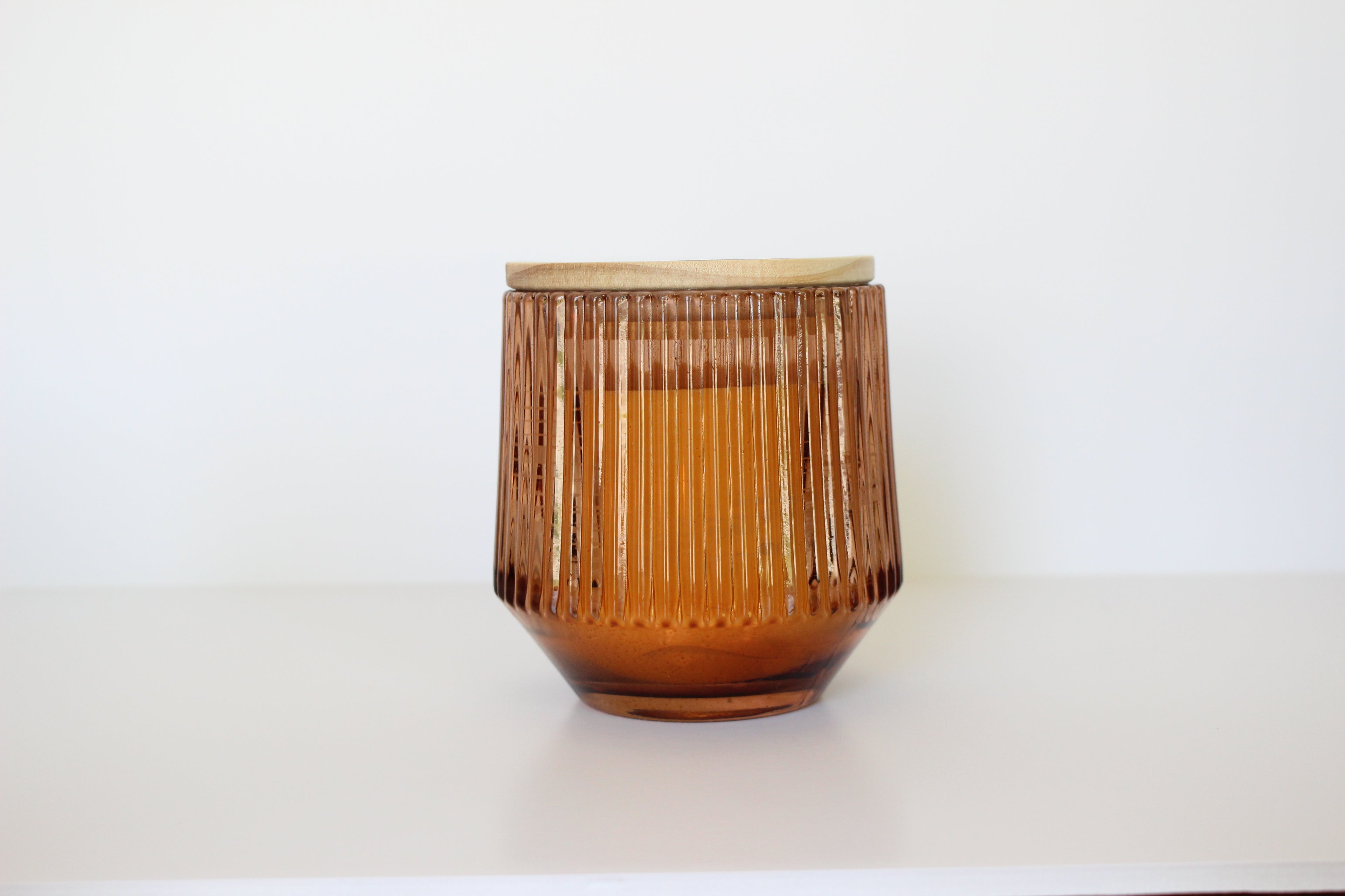 Ribbed Terracotta Glass Luxury Beeswax Candle